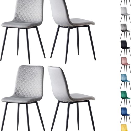 mcc direct Designer Velvet Fabric Dining Chairs Metal Legs Lexi Chairs(Set of 2/Set of 4)