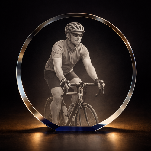 Super Ocean Blue Circle 3D Crystal Photo Gift