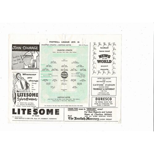 1959/60 Charlton Athletic v Sheffield United Football Programme