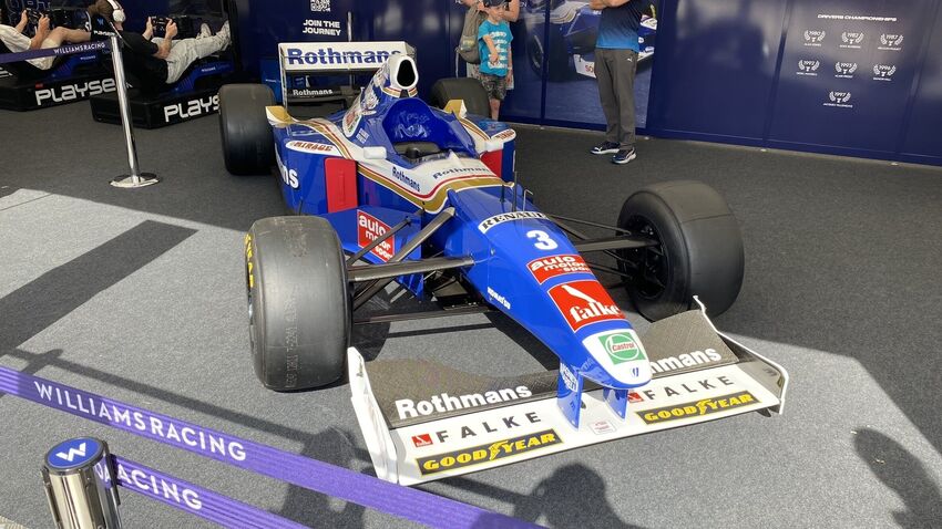 Williams team Formula One car sporting Rothmans Livery on display at Goodwood Festival of Speed