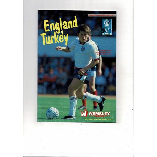 1987 England v Turkey Football Programme