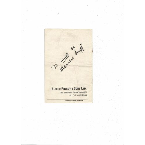 West Bromwich Albion v Manchester City Central League Football Programme 1959/60