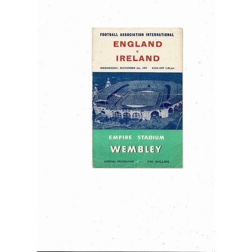 1957 England v Northern Ireland Football Programme