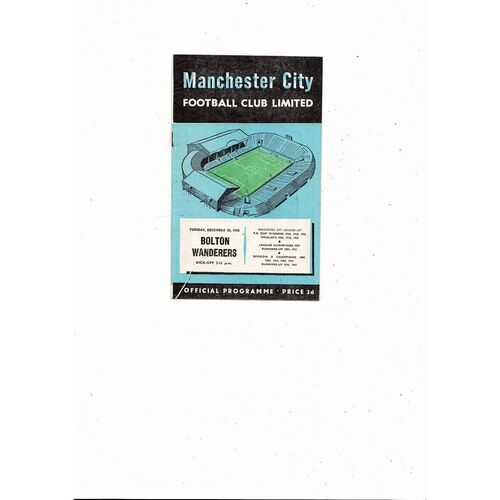 1956/57 Manchester City v Bolton Wanderers Football Programme