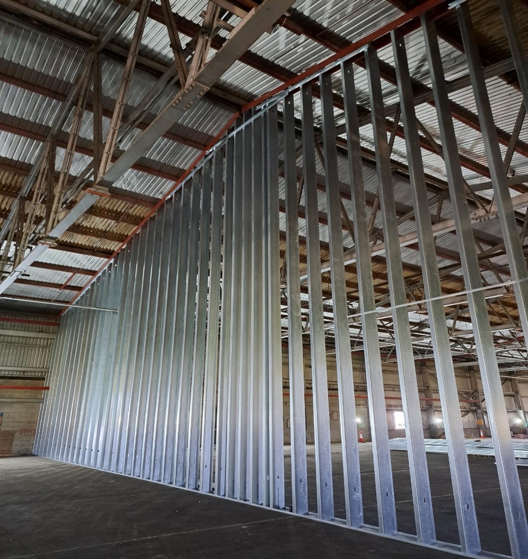 High Bay Wall Steel Stud Installation