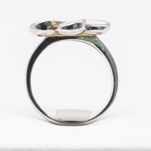 Flower design white opalite stone on 925 sterling silver ring