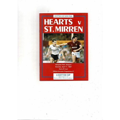 1987 Hearts v St Mirren Scottish Cup Semi Final Football Programme