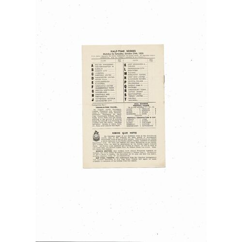 1953/54 Charlton Athletic v Arsenal Football Programme