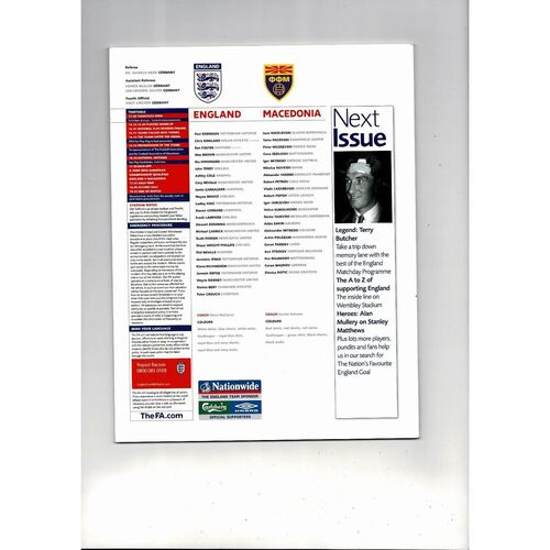 2006 England v Macedonia Football Programme @ Manchester United