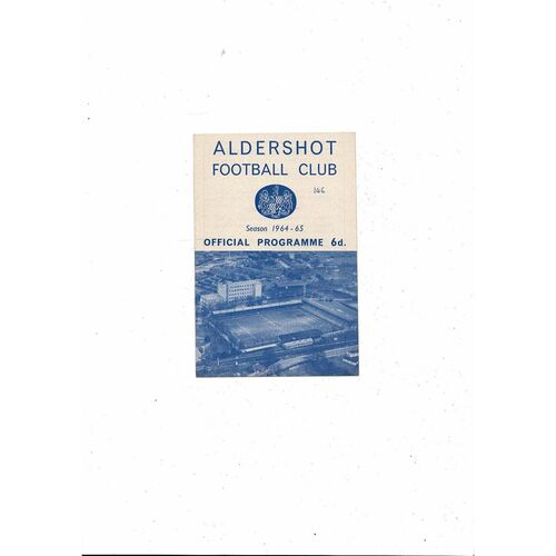 1964/65 Aldershot v Doncaster Rovers Football Programme