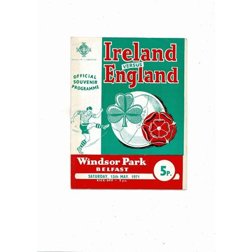 1971 Northern Ireland v England Football Programme