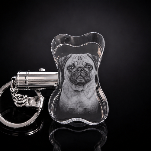 XXXL 3D Crystal Dog Bone LED Photo Keyring