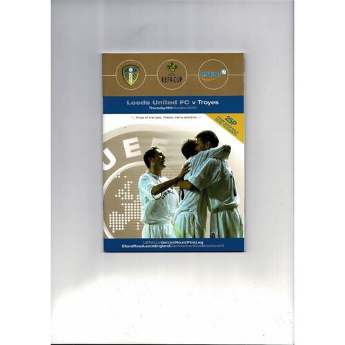 Leeds United v Troyes UEFA Cup Football Programme 2001/02