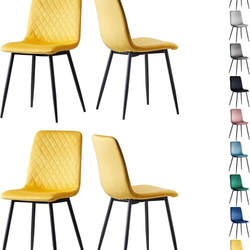 mcc direct Designer Velvet Fabric Dining Chairs Metal Legs Lexi Chairs(Set of 2/Set of 4)