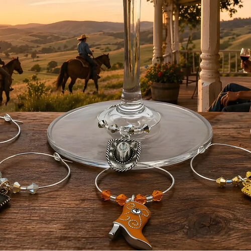 Cowboy Boots & Hats Wine Glass Charms –