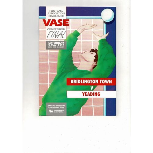 1990 Bridlington Town v Yeading FA Vase Final Football Programme