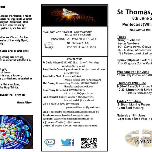 Pew Sheet | The Parish of St Thomas, Exeter