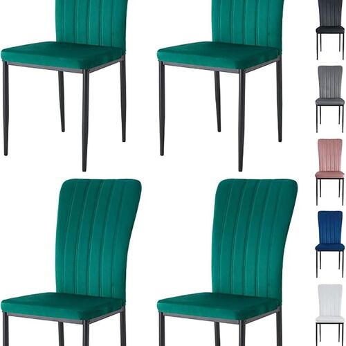 mcc direct Dining Chairs, Velvet High Back Kitchen Chairs with Upholstered Soft Seat and Metal Legs for Home, Office, Dining and Reception - Elle