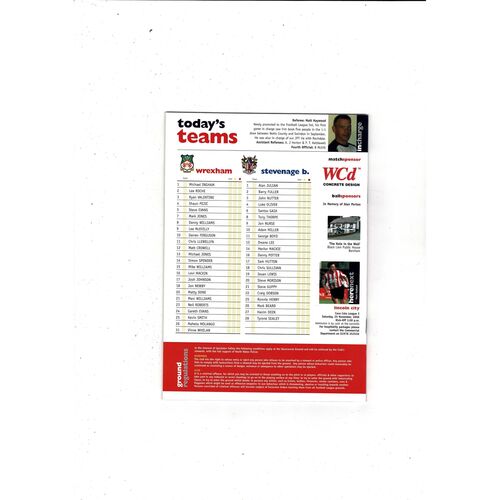 Wrexham v Stevenage Borough FA Cup Football Programme 2006/07