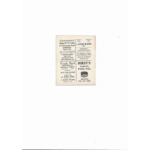 1964/65 Barnsley v Workington Football Programme