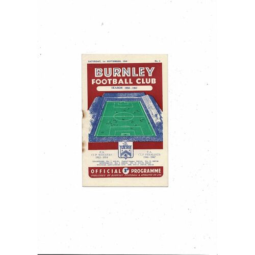 1956/57 Burnley v Birmingham City Football Programme