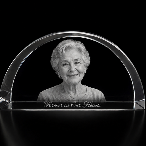 Personalised Nairn Half Moon 3D Crystal Photo Gift – 170 × 85 × 50 mm