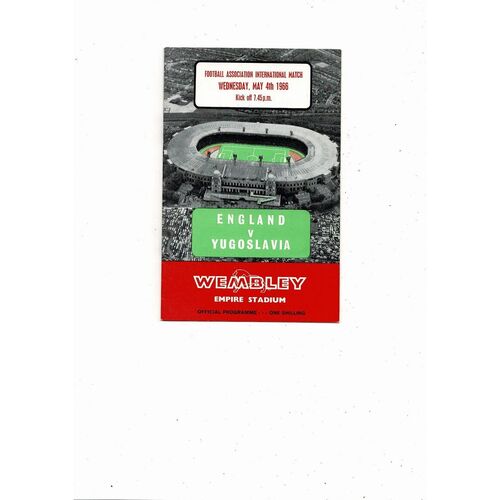 1966 England v Yugoslavia Football Programme