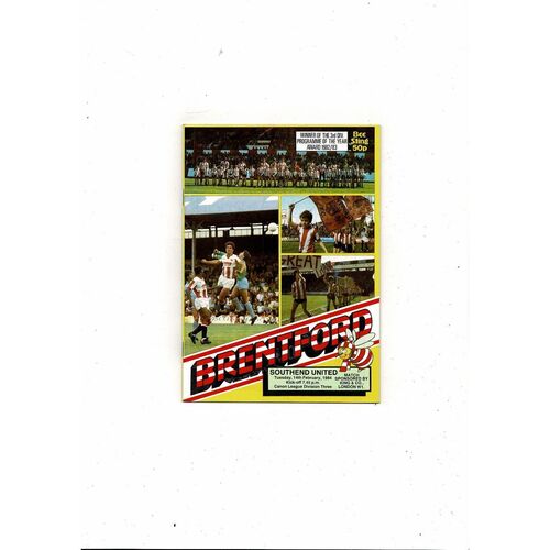 1983/84 Brentford v Southend United Football Programme