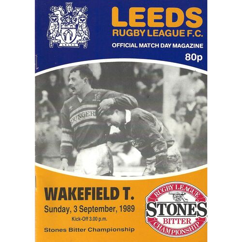 1989/90 Leeds v Wakefield Trinity (03/09/1989) Rugby League Programme