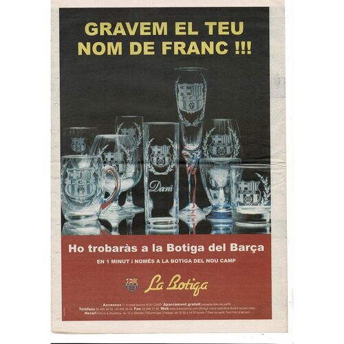 Barcelona v Chelsea Champions League Football Programme 1999/00 Newspaper edition