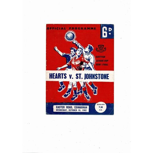 1962/63 Hearts v St. Johnstone Scottish League Cup Semi Final Programme