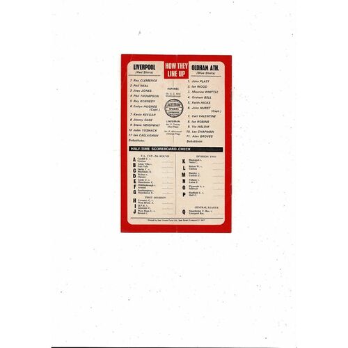 1976/77 Liverpool v Oldham Athletic FA Cup Football Programme