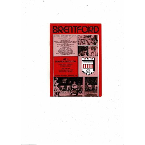 1977/78 Brentford v Bournemouth Football Programme