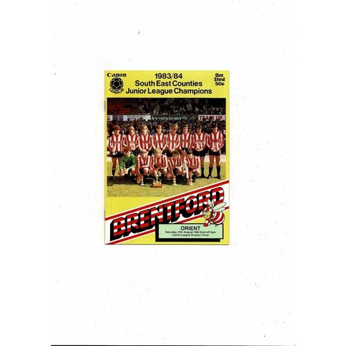 1984/85 Brentford v Leyton Orient Football Programme