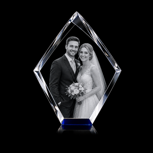 Personalised 3D Crystal Iceberg Photo Gift UK - Laser Engraved Colour Crystal