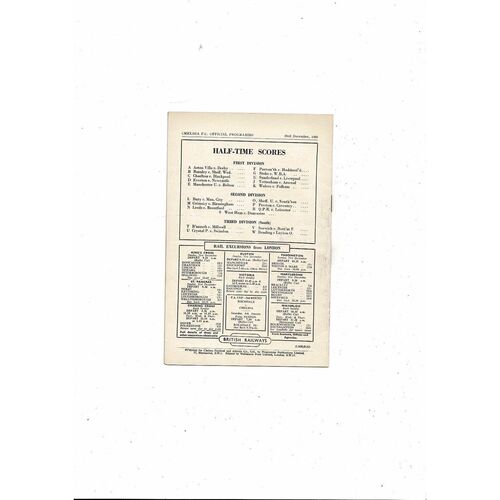 1950/51 Chelsea v Middlesbrough Football Programme