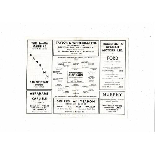 1966/67 Bradford Park Avenue v Southend United Football Programme