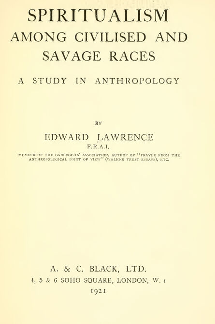 1921 | Spiritualism Among Civilised and Savage Races