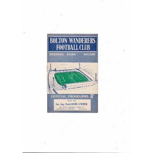 1958/59 Bolton Wanderers v Leeds United Football Programme