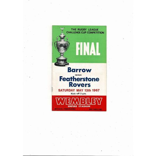 1967 Barrow v Featherstone Rovers Rugby League Challenge Cup Final Programme
