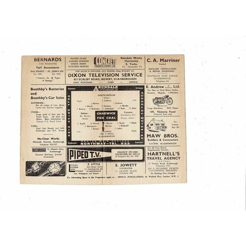 1961/62 Scarborough v North Shields Northern Counties League Cup Programme