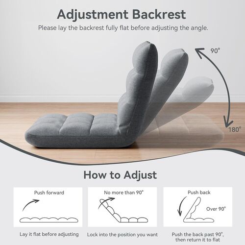 mcc direct Adjustable Floor Chair, Multi-Position Folding Sofa Chair with Back Support, Comfortable Floor Seating for Reading, Gaming, Meditation & Relaxing, Living Room or Bedroom