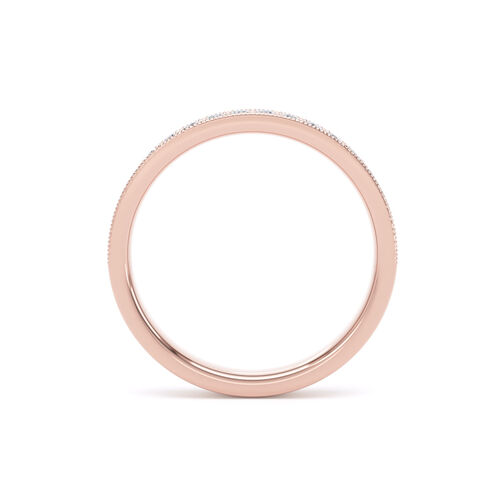 Grain set diamond channel ring with mille-grain edge