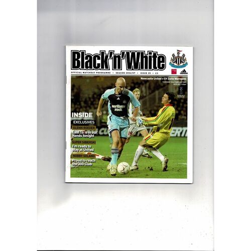 Newcastle United v SV Zulte Waregem UEFA Cup Football Programme 2006/07