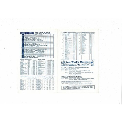 West Bromwich Albion v Huddersfield Central League Football Programme 1965/66