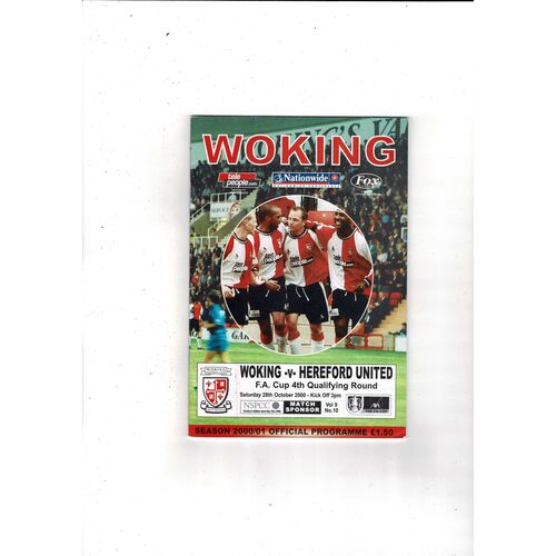 Woking v Hereford United FA Cup Football Programme 2000/01