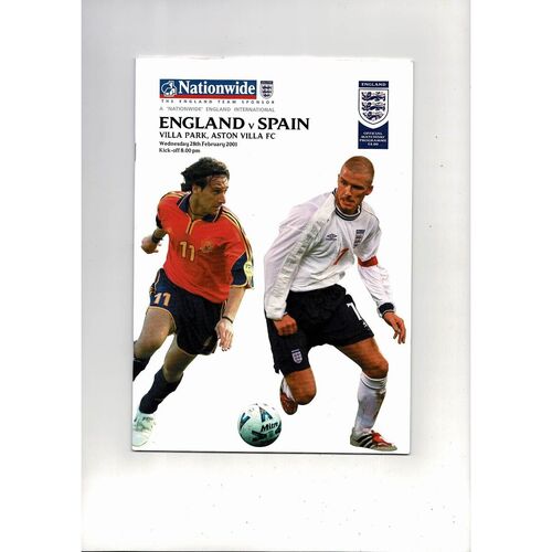 2001 England v Spain Football Programme @ Aston Villa