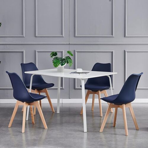 mcc direct Set of 4 Dining Chairs Wooden Legs Soft Cushion Pad Stylish DELUXE Retro Lounge Dining Office EVA