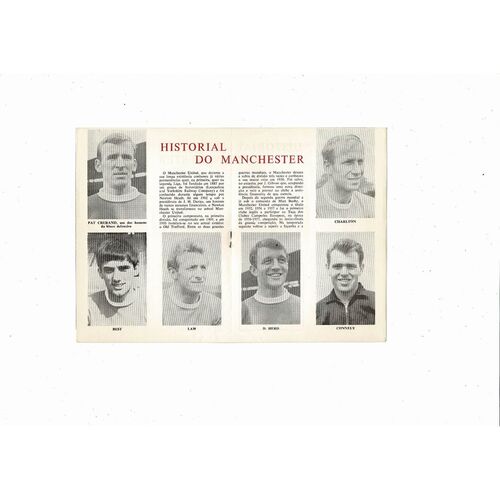 Benfica v Manchester United European Cup Football Programme 1965/66