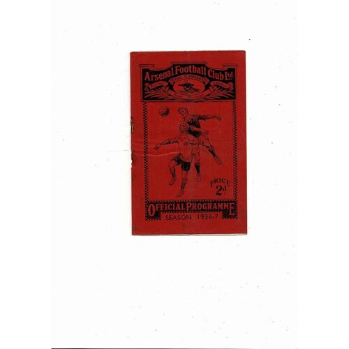 1936/37 Arsenal v Derby County Football Programme